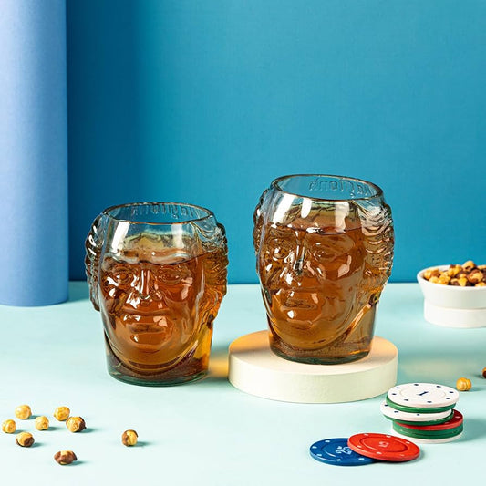 Old Monk - Face shaped Glass - Set of 2