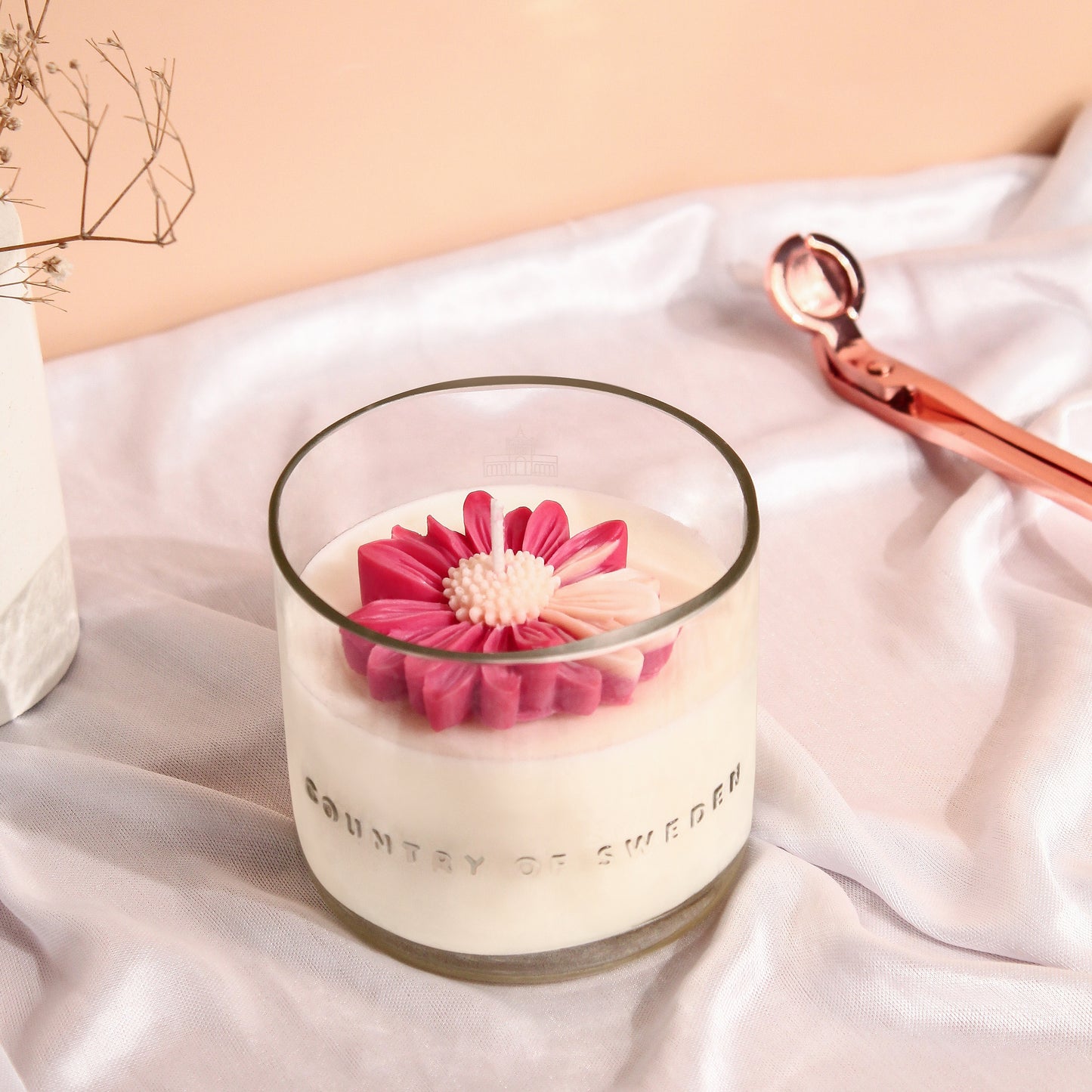 Crafted Candle – White Musk with Floral Topper